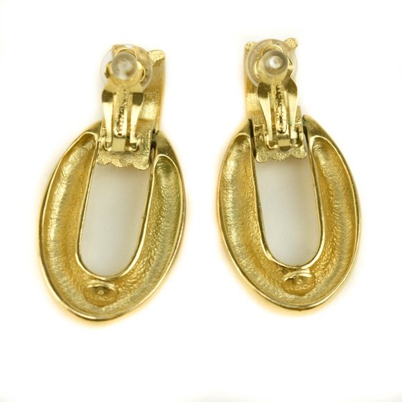 GIVENCHY: Gold, Metal Oval Link Earrings (mn) - Picture 2 of 6